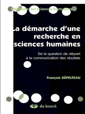 cover image of Démarche d'une recherche en sciences humaines